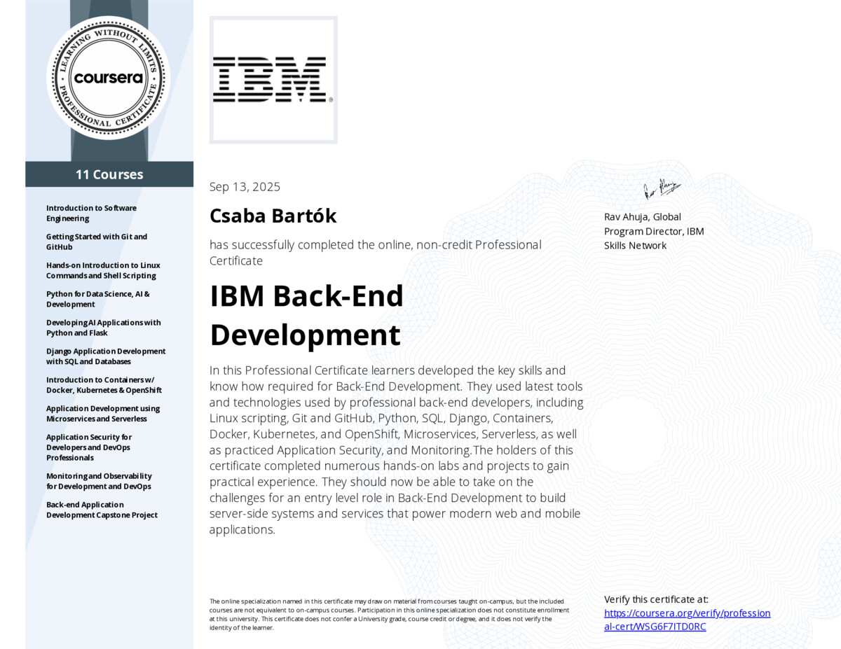 IBM Back-End Development
