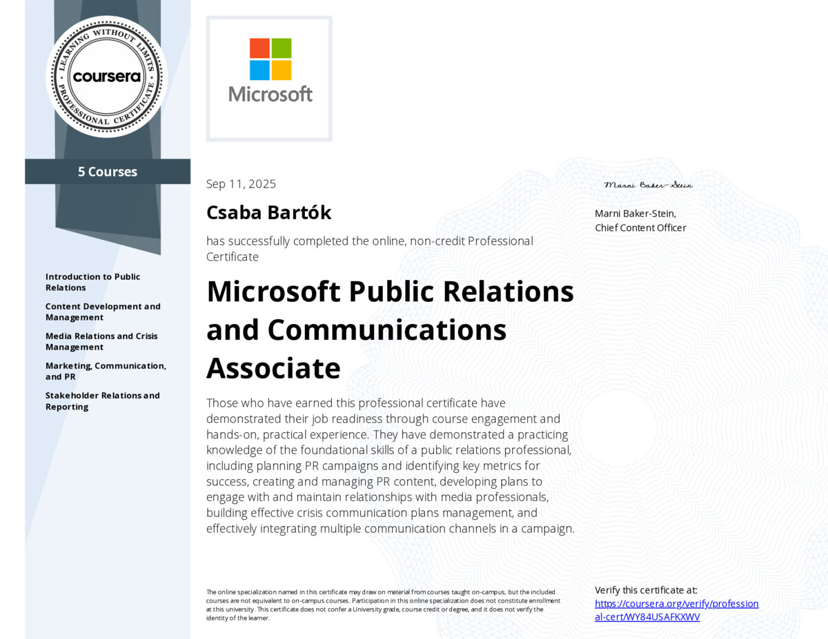 Microsoft Public Relations and Communications Associate